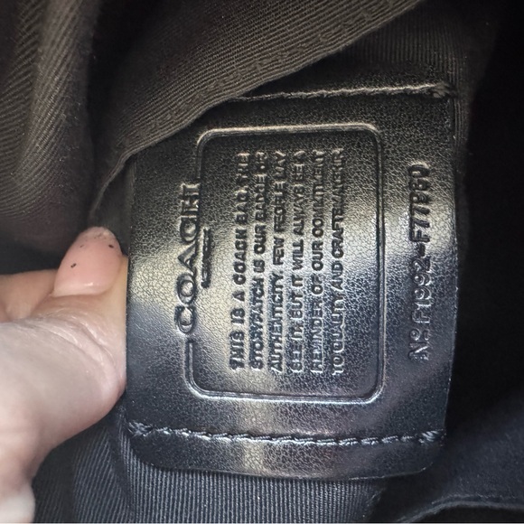 Coach Black Pebbled Leather Shoulder Bag with Signature Canvas Strap - Picture 4 of 6